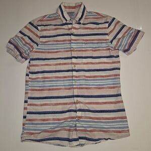 IZOD Men’s Multicolor Striped Short-Sleeve Button-Up Shirt - Blue/Red/White